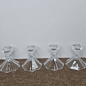 Crystal Clear Crystal Candle Holders - Set of 4 - 4" Tall